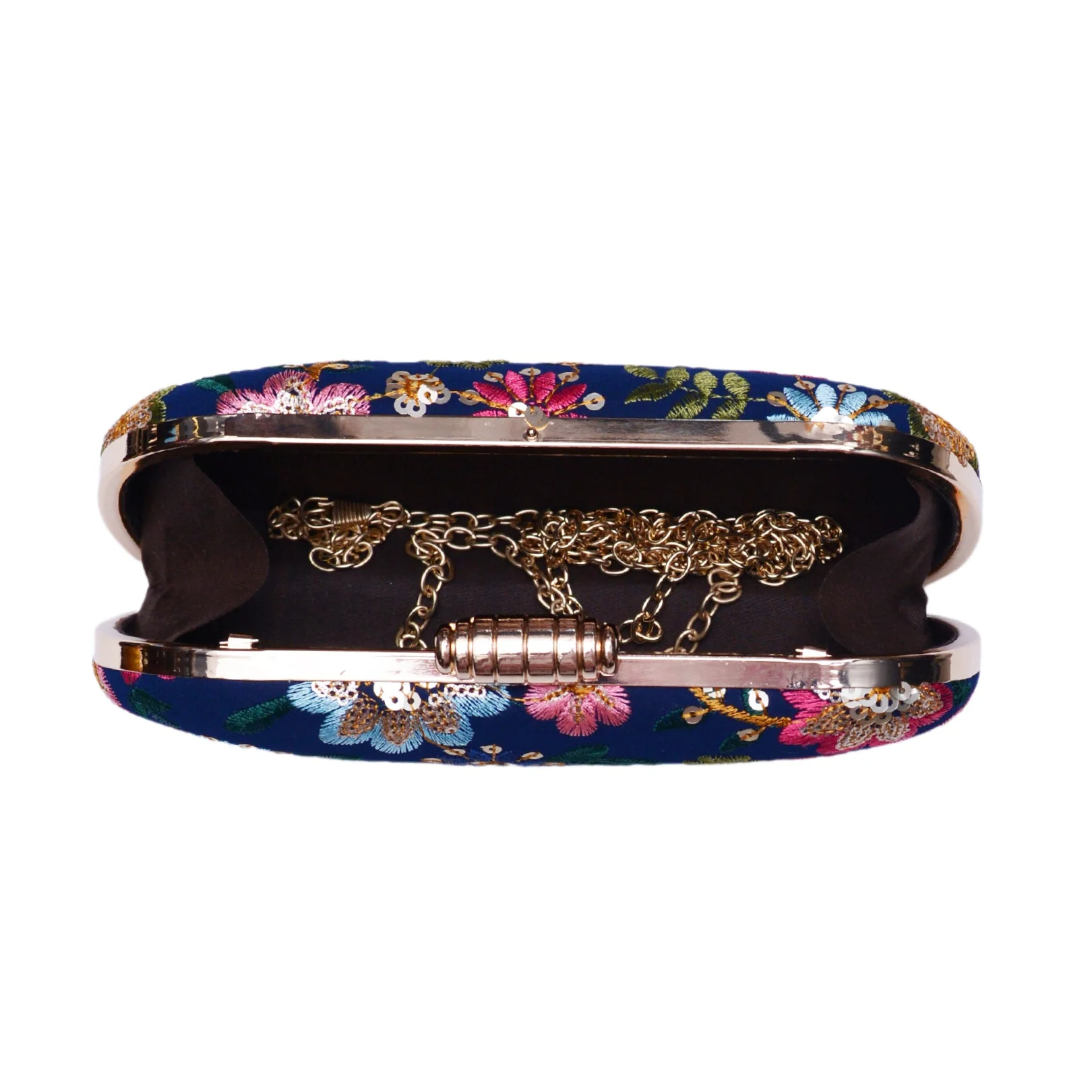Royal Bue Floral Embroidered Capsule Clutch - Image 5
