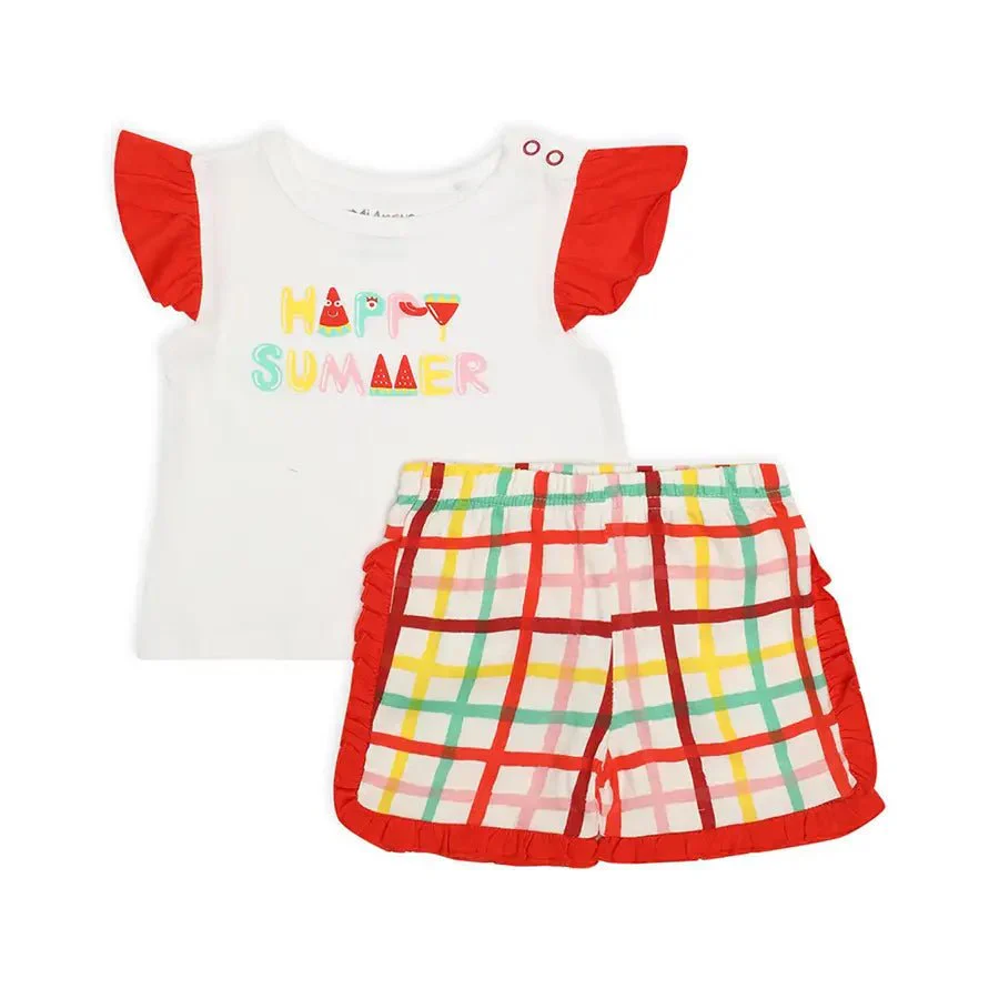 Ruffled Baby Girl Shorts & T-Shirt With Watermelon Print