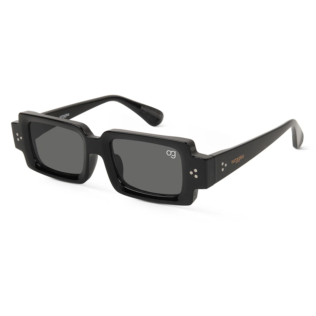 Rustic Black Rectangle Sunglasses
