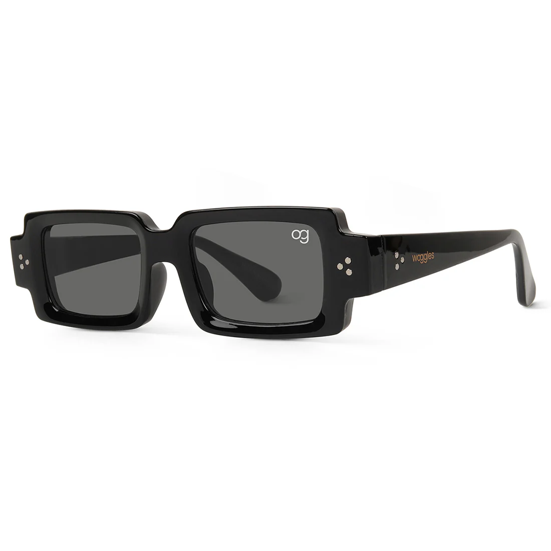 Rustic Black Rectangle Sunglasses - Image 4