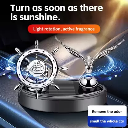 Sailor: Solar-Powered Rotating Car Air Freshener with Ship Steering Wheel & Anchor Design - Image 5