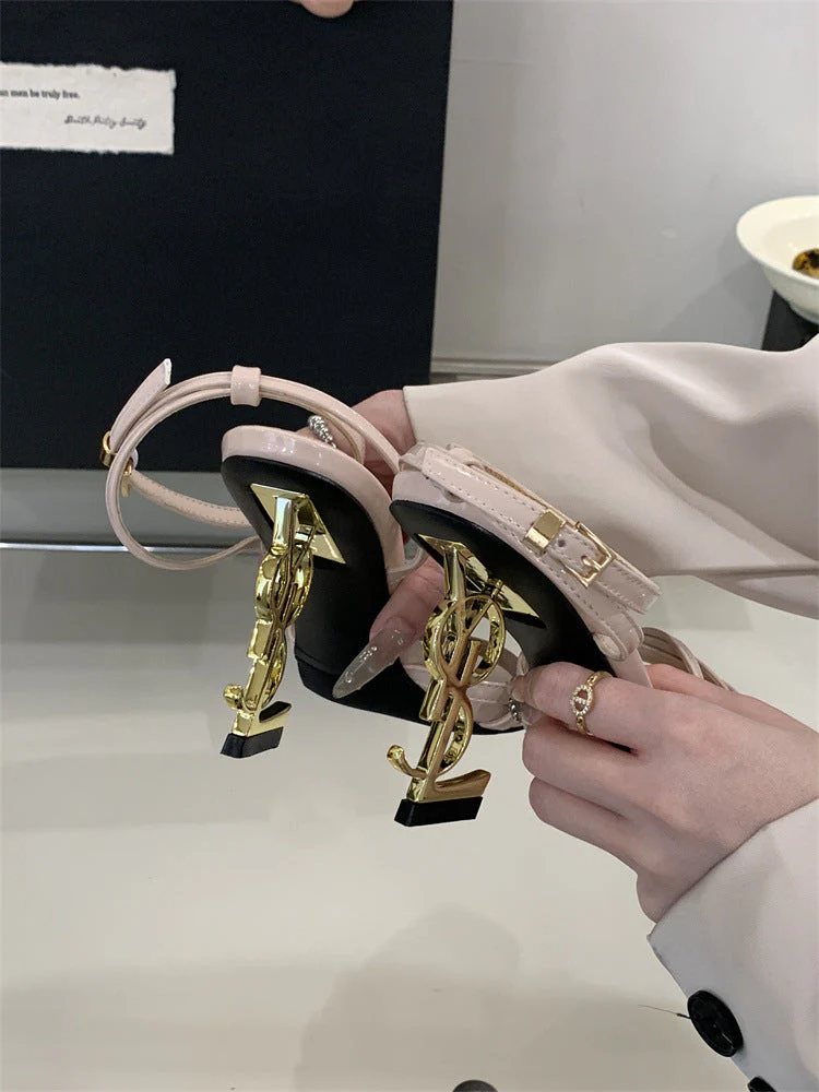 Saint Laurent Open Toe High Heels Pattern 1 - Image 13