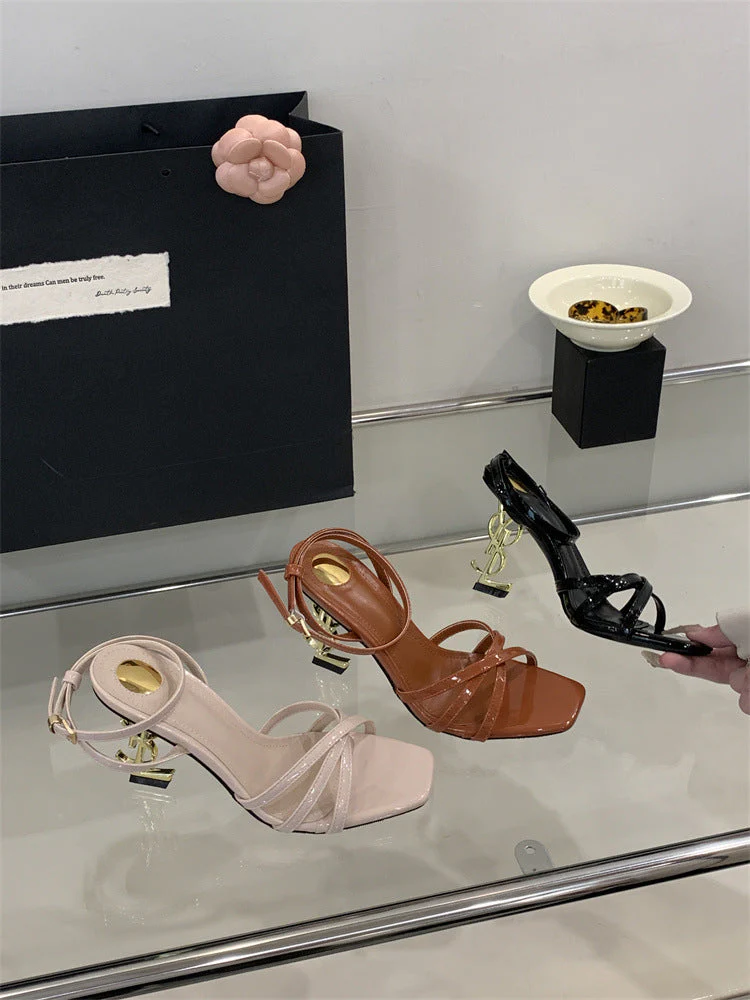 Saint Laurent Open Toe High Heels Pattern 1 - Image 5