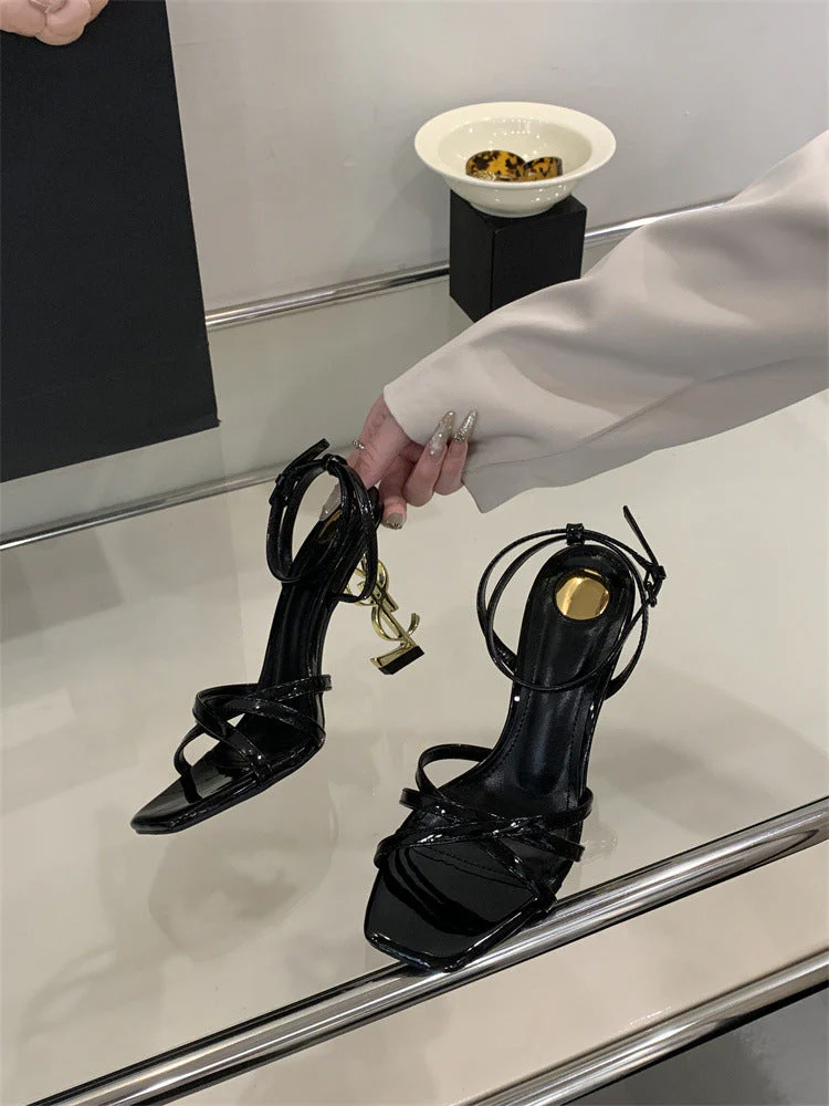 Saint Laurent Open Toe High Heels Pattern 1 - Image 9
