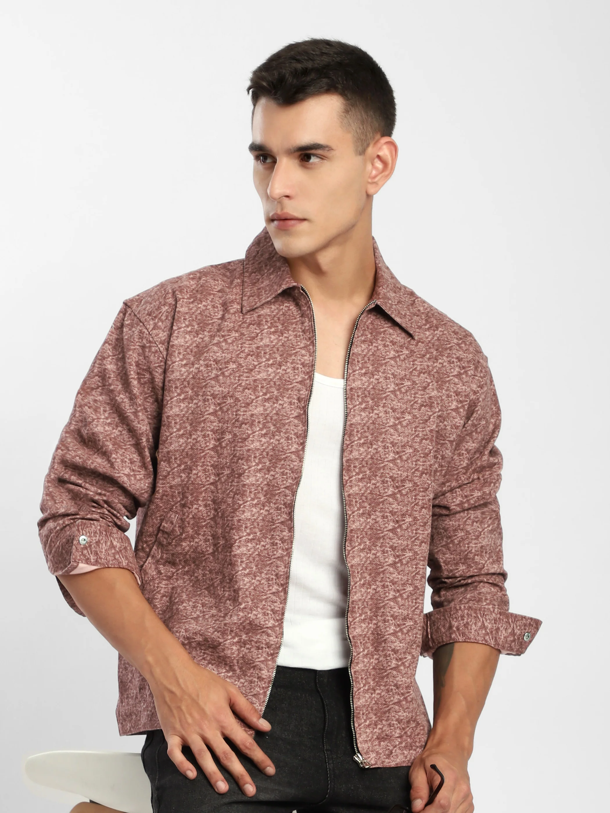 Sand Brown Color Blast Shacket - Image 8