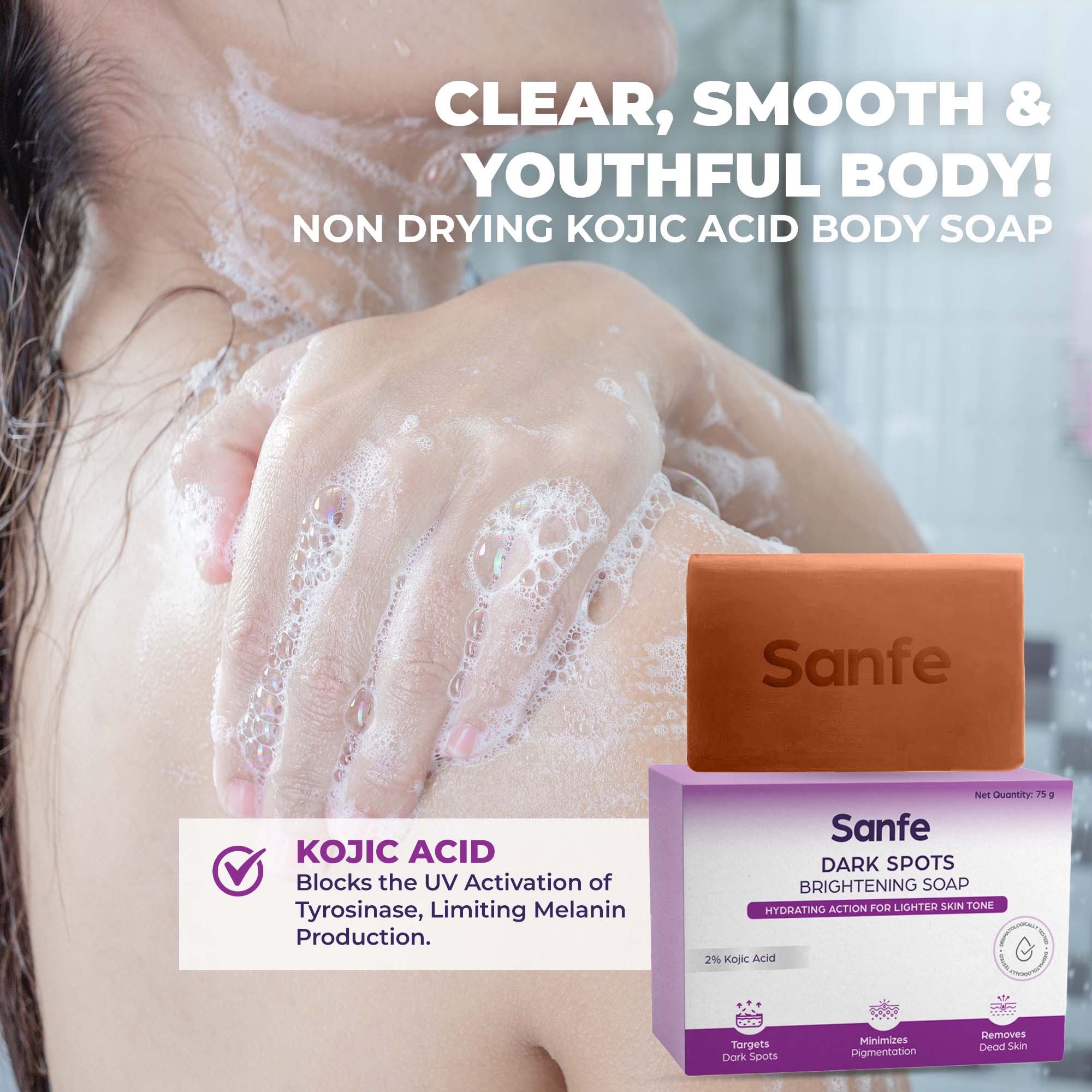 Sanfe Dark Spots Brightening Soap 75g (Pack of 4) - Image 2