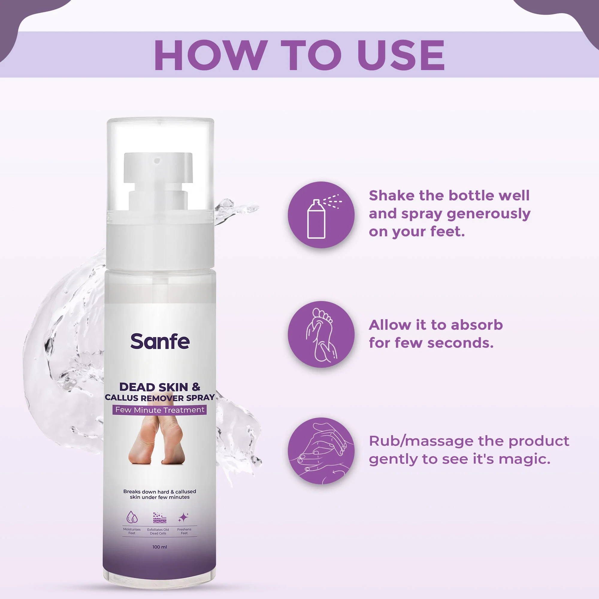 Sanfe Dead Skin & Callus Remover Spray - 100ml (Pack of 2) - Image 4