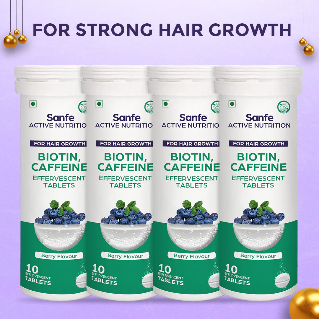 Sanfe Effervescent Tablets, Biotin & Caffeine (Berry) - For Hair Growth, supports long hair, 40 Tablets - Image 7