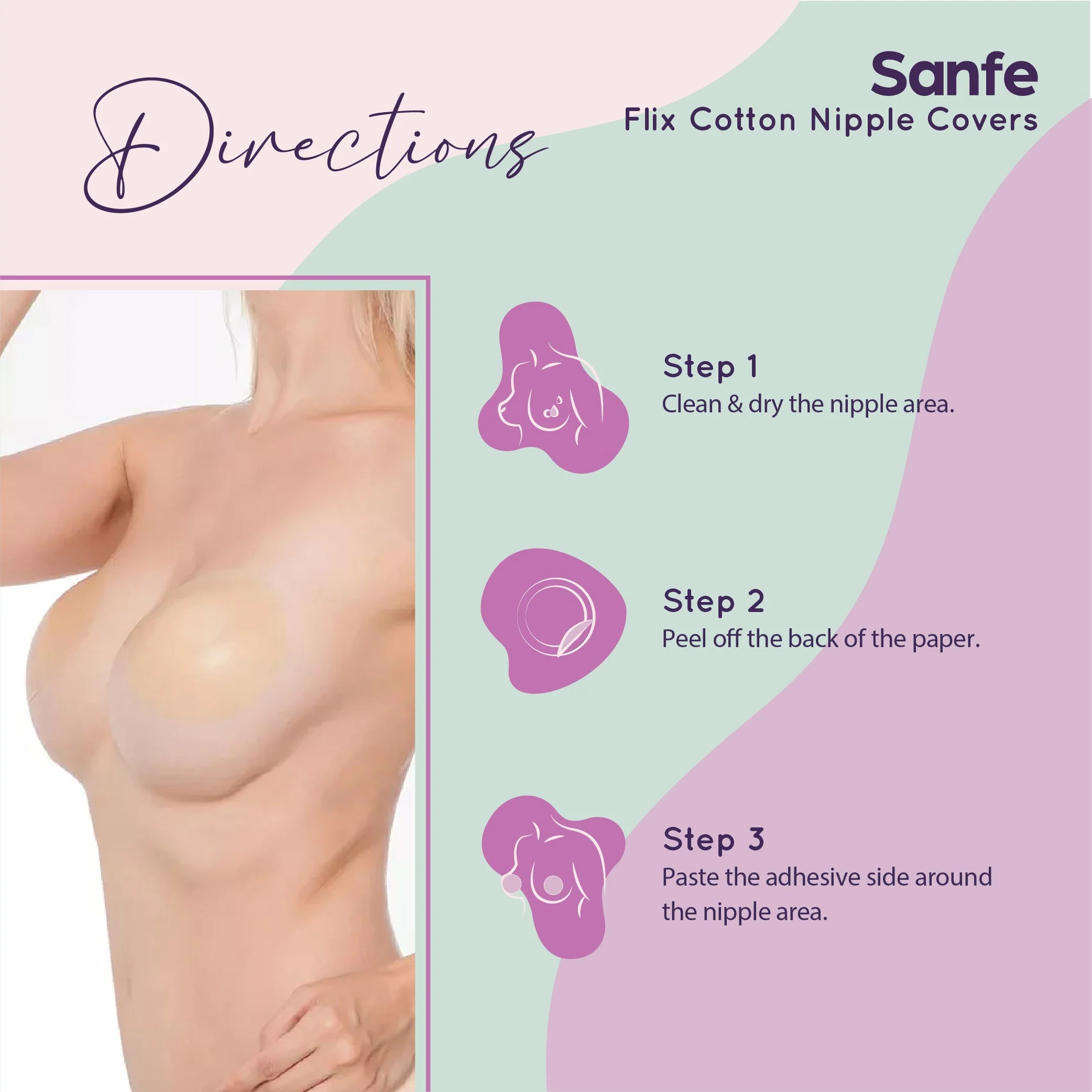 Sanfe Flix Cotton Nipple Covers | 10 Breathable Nipple Pasties | No Show Bra For Women, Skin Friendly Adhesive, disposable - Image 6
