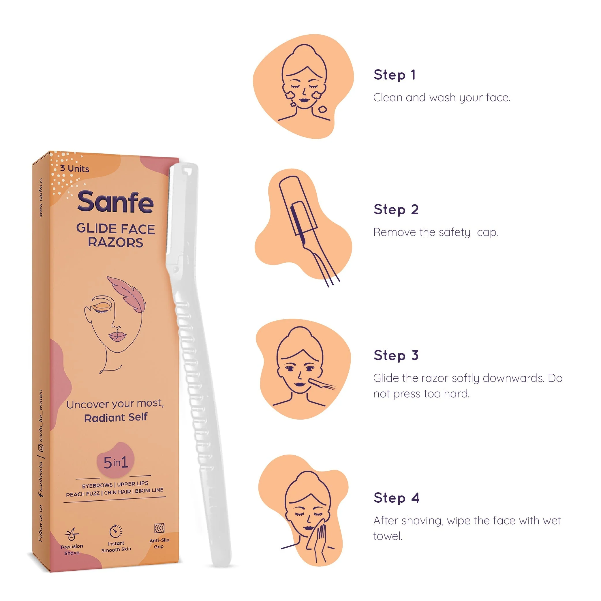 Sanfe Glide Face Razor for painfree facial hair removal - Image 6