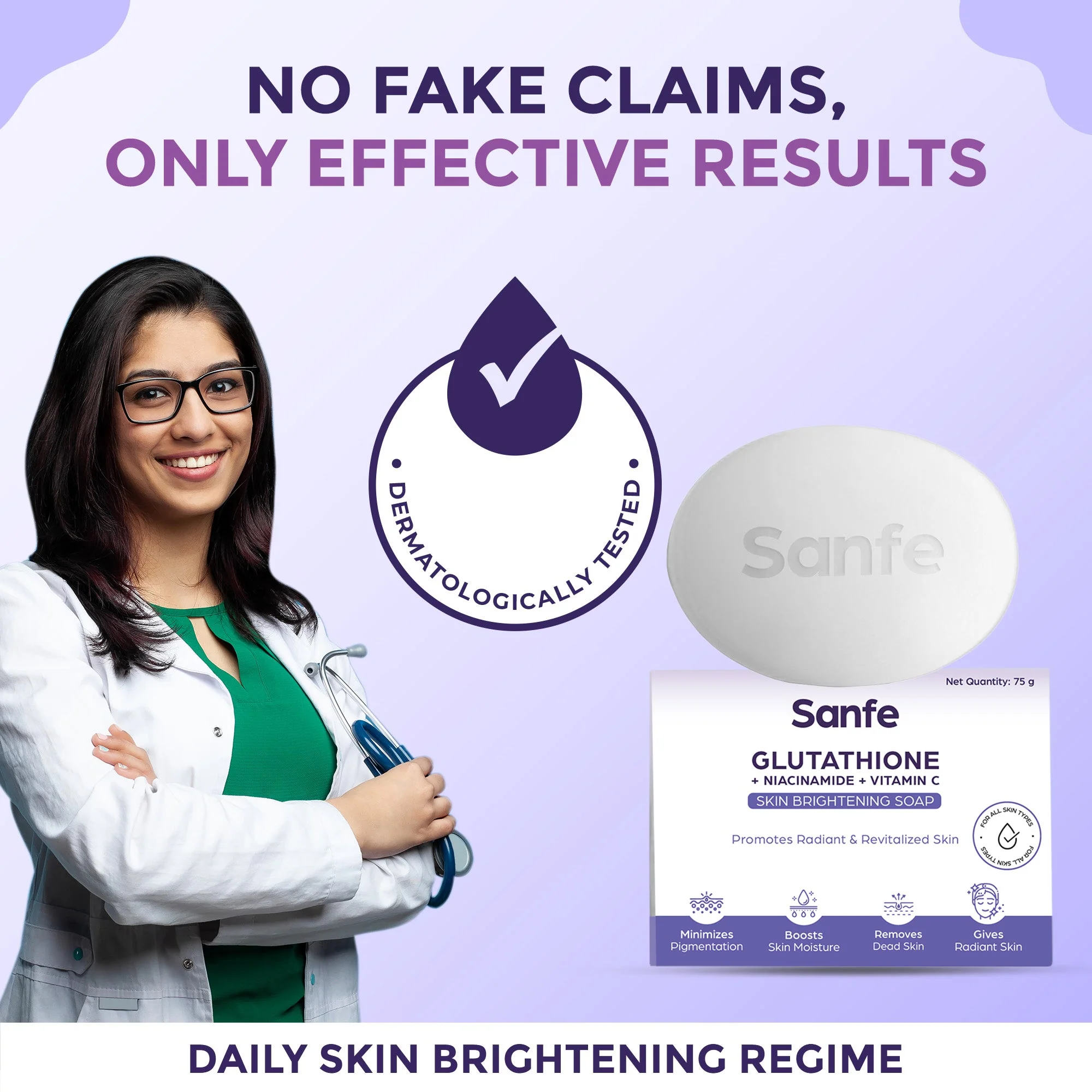Sanfe Glutathione + Niacinamide + Vitamin C Brightening Soap 75gm (Pack of 3) - Image 7