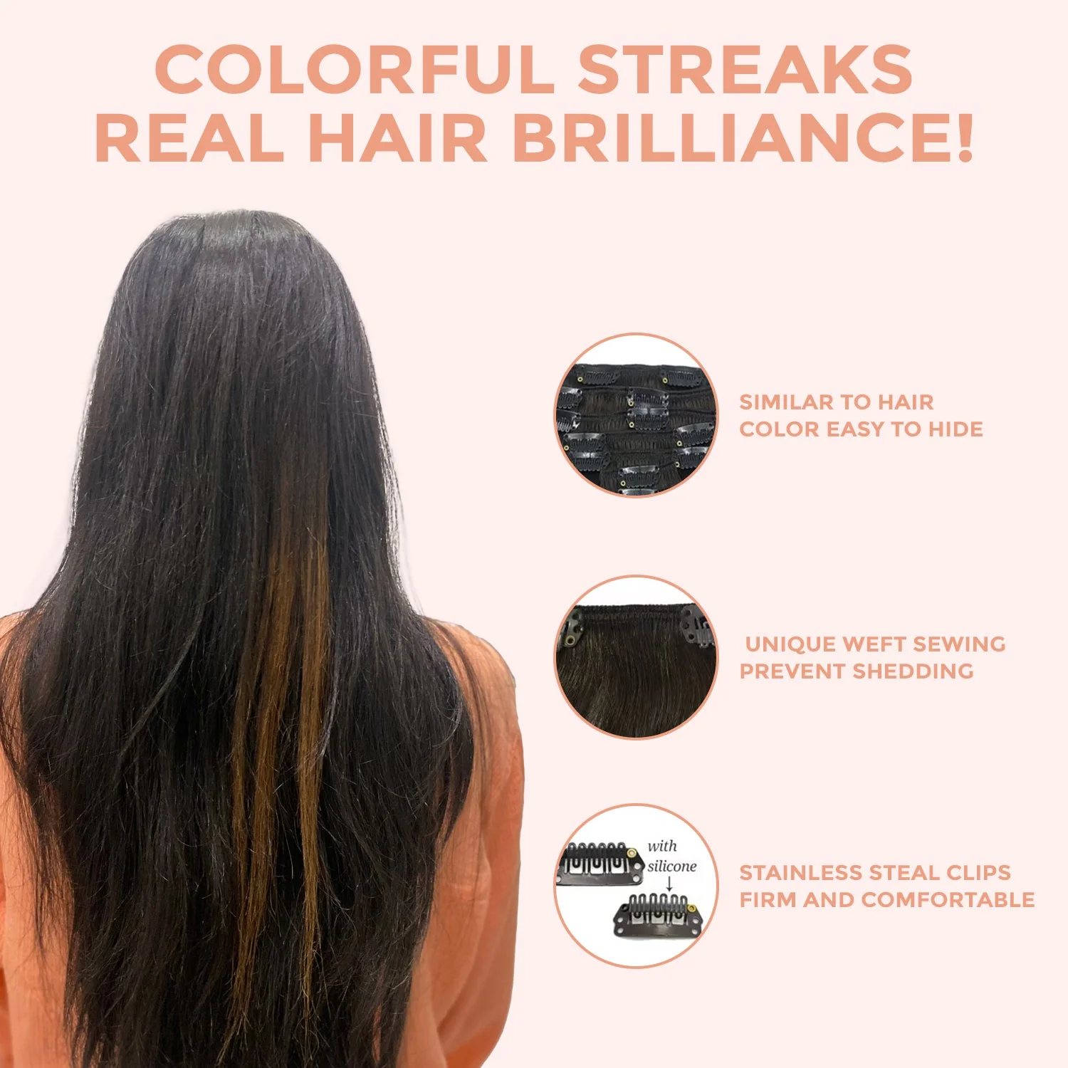 Sanfe Hair Extensions - 100% Human Hair | Washable - Chocolate Brown - Image 4
