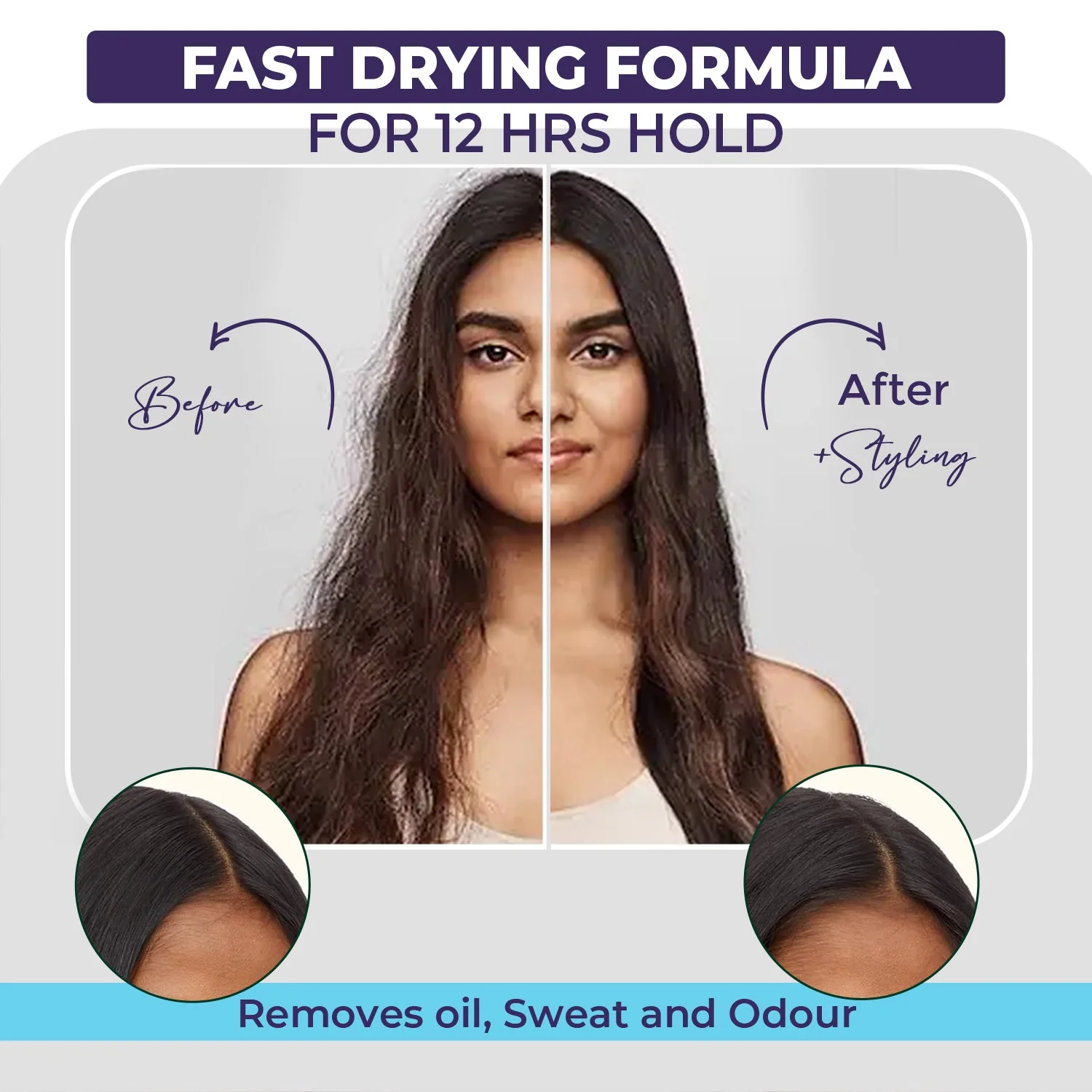 Sanfe Hair Styling Spray Fast Drying Formula, 12 Hours Hold Natural Look, Non-Sticky - 50gm - Image 3