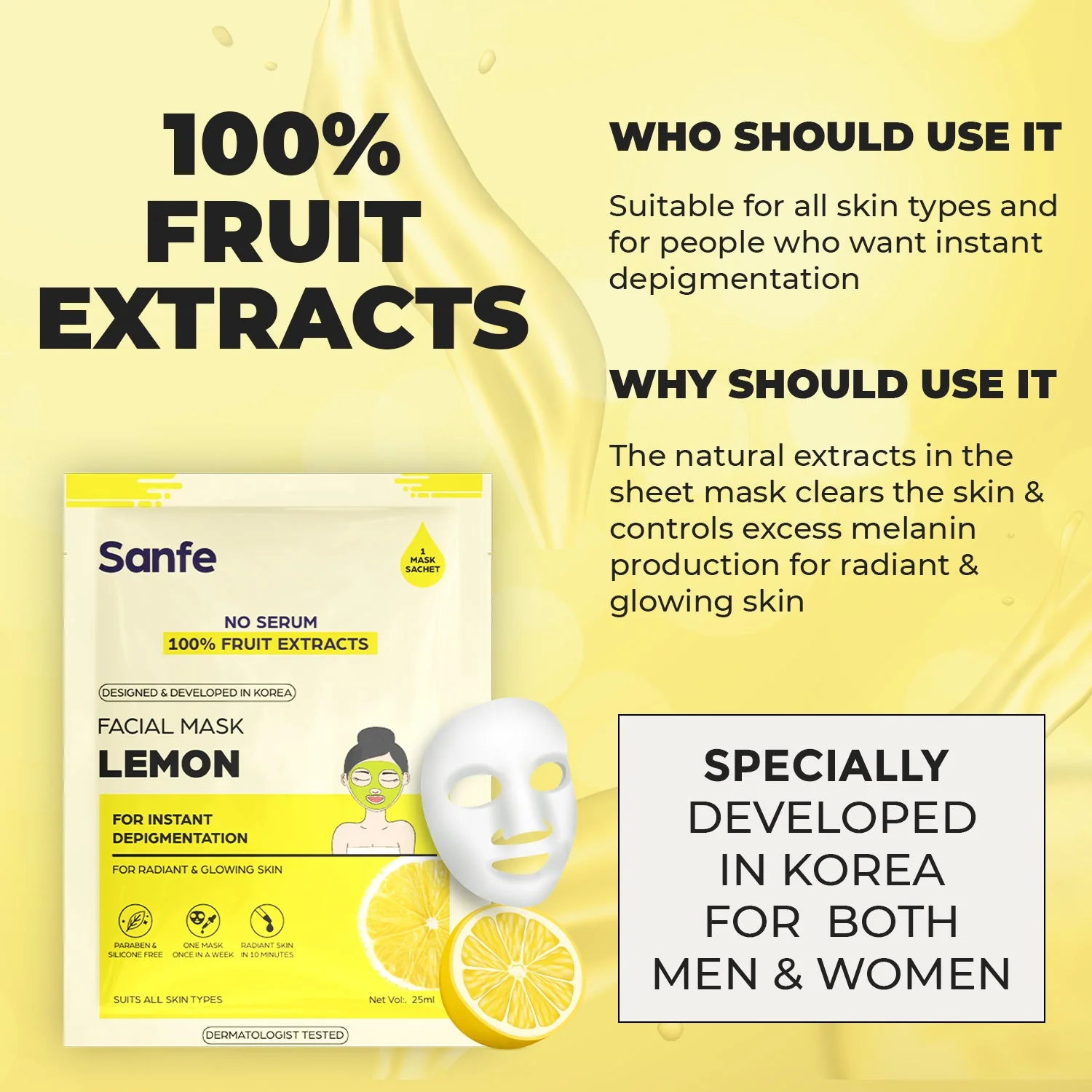 Sanfe Instant Depigmentation Lemon Facial Mask - Image 3