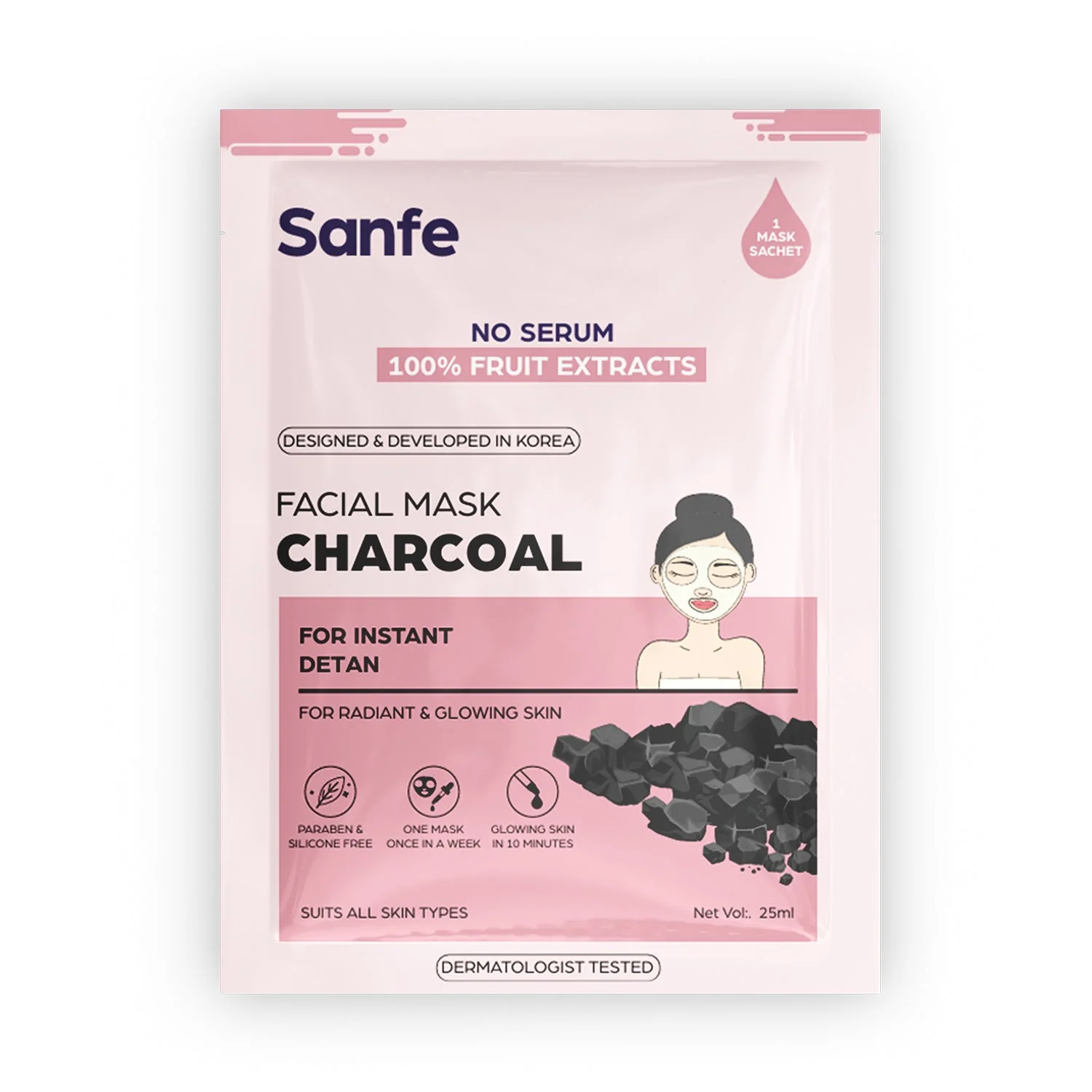 Sanfe Instant Detan Charcoal Facial Mask