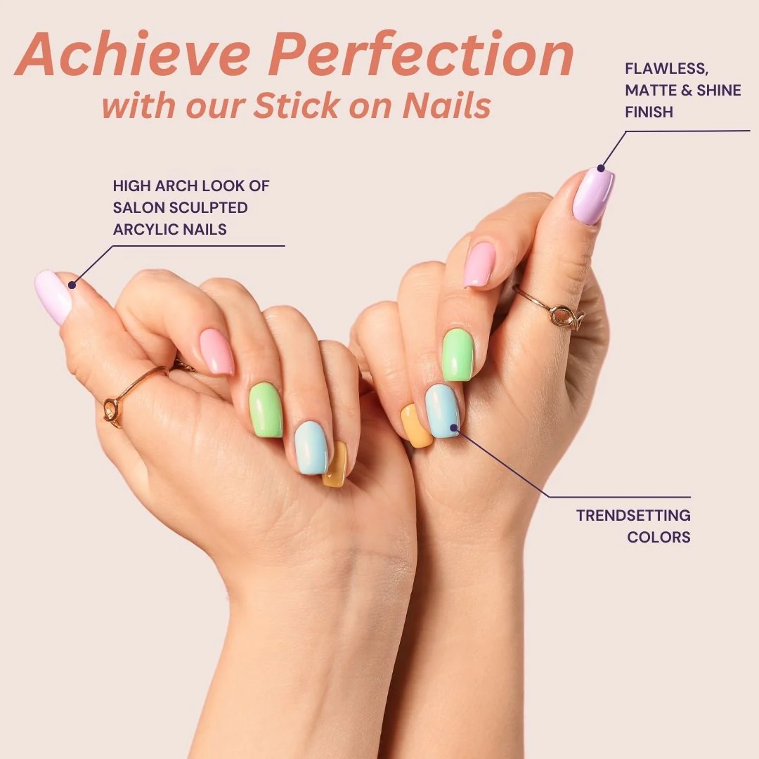 Sanfe Instant Stick On Nails - Pink French - 24 Pcs