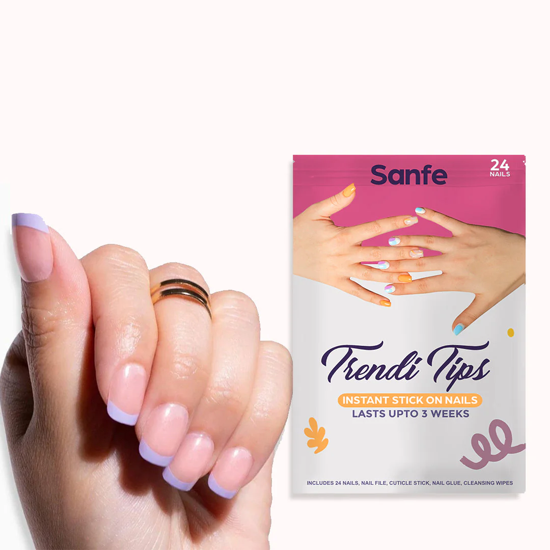 Sanfe Instant Stick On Nails - Pink French - 24 Pcs - Image 6