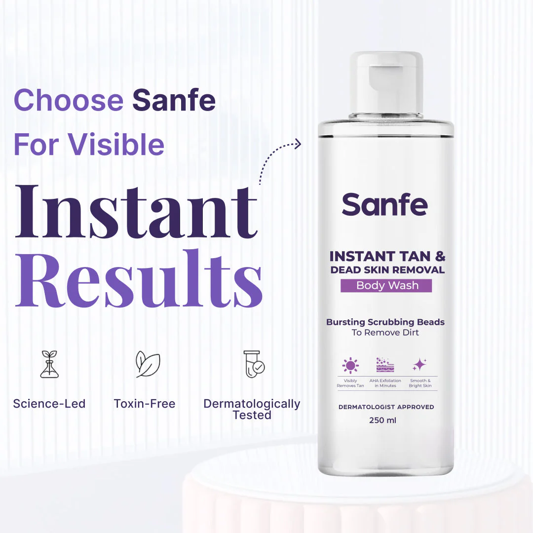 Sanfe Instant Tan & Dead Skin Removal Exfoliating Body Wash - 250ml (Pack of 2) - Image 5