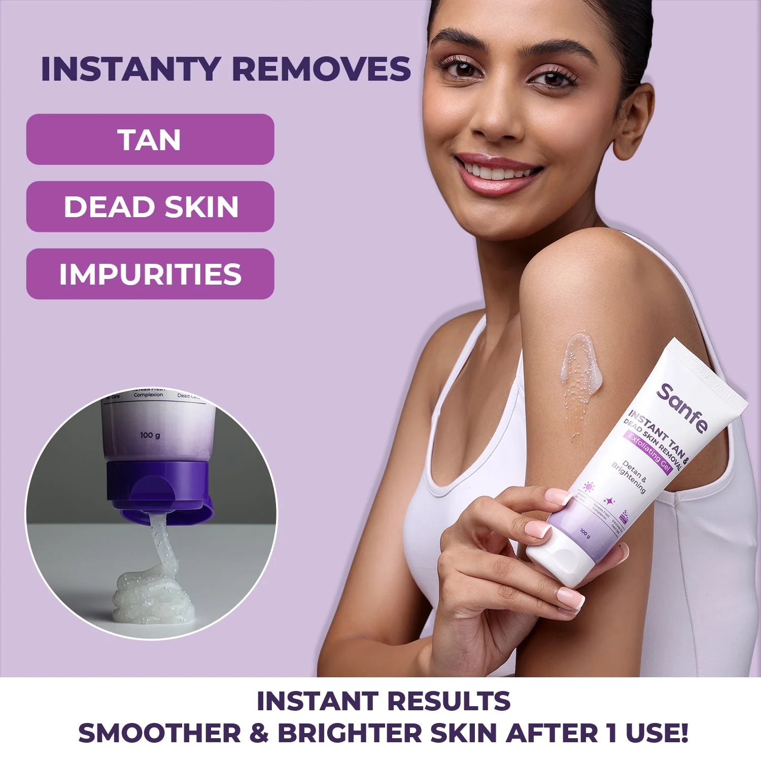 Sanfe Instant Tan & Dead Skin Removal Exfoliating Gel 200g (Pack of 2) - Image 6