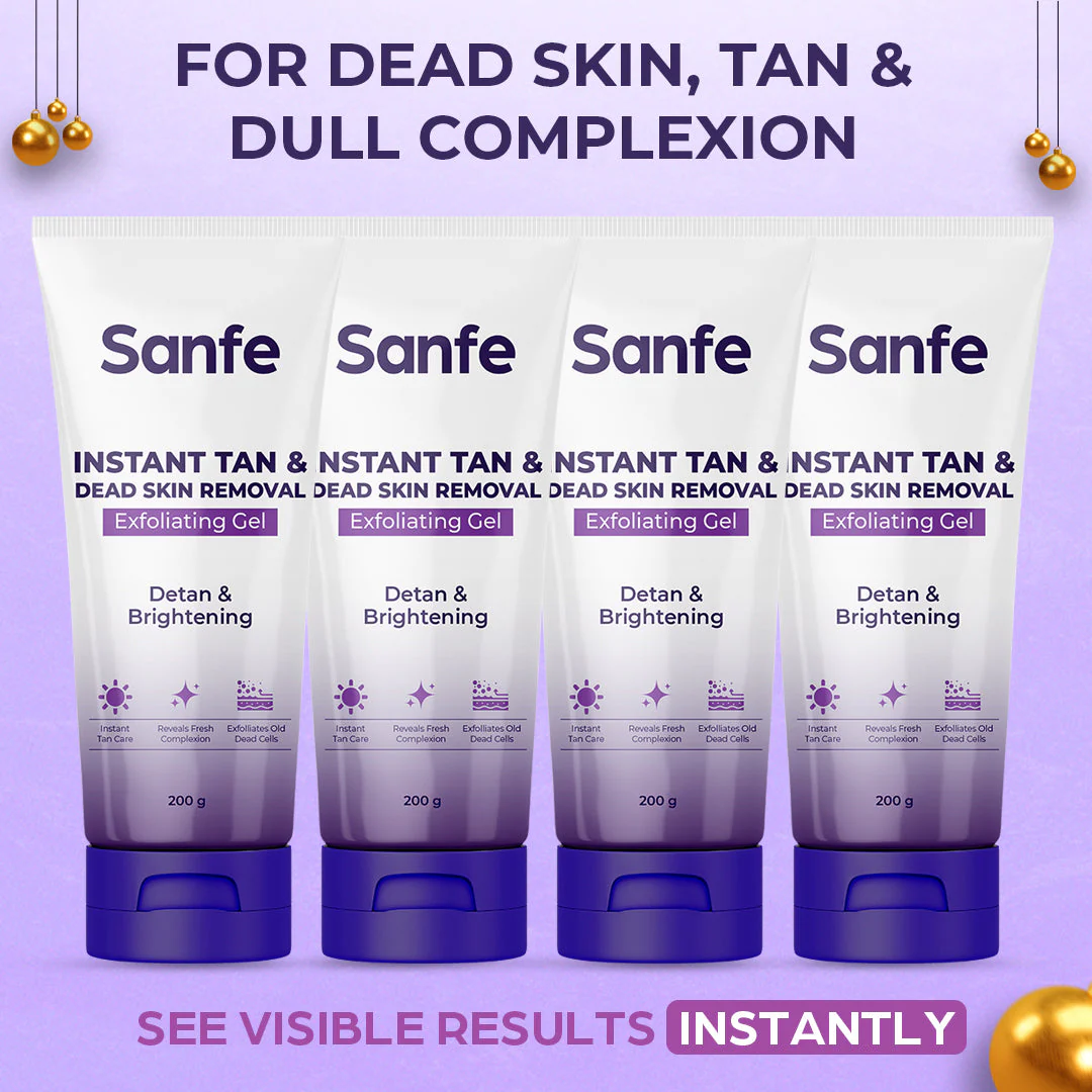 Sanfe Instant Tan & Dead Skin Removal Exfoliating Gel 200g (Pack of 4)