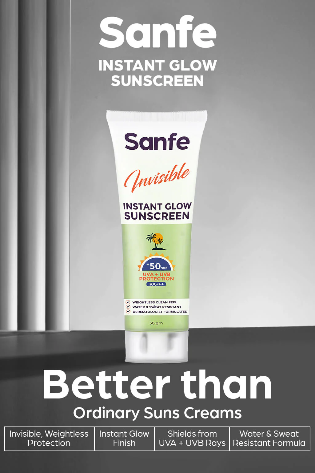 Sanfe Invisible Instant Glow Sunscreen - 30gm (Pack of 2)