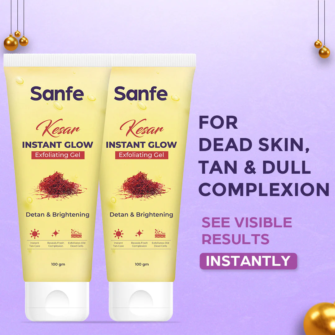 Sanfe Kesar Instant Glow Exfoliating Gel - 100g (Pack of 2)