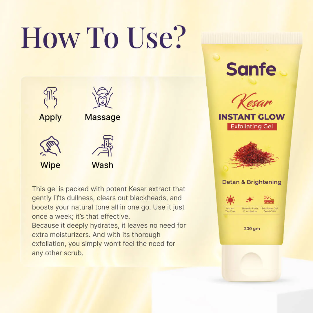 Sanfe Kesar Instant Glow Exfoliating Gel - 200gm - Image 4