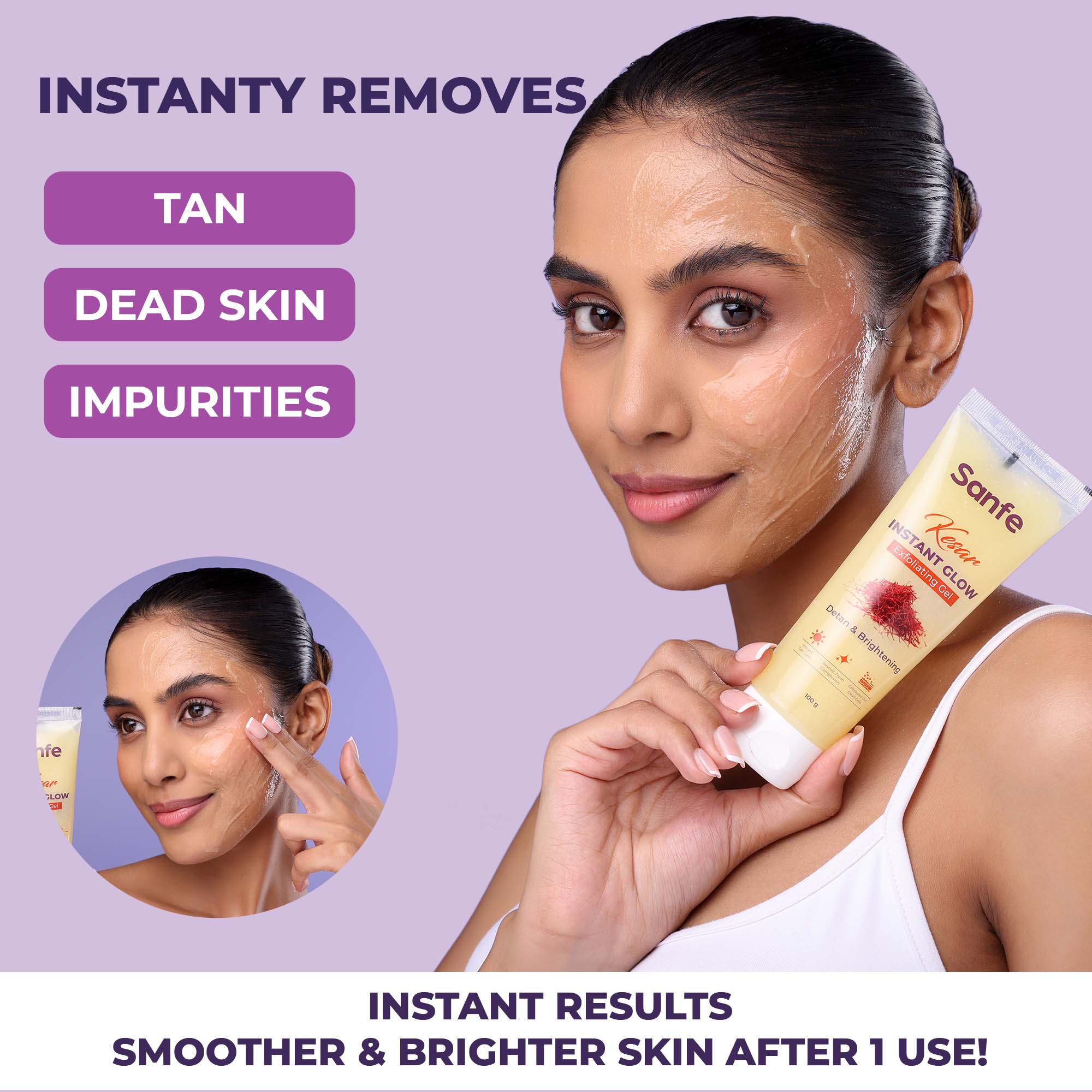 Sanfe Kesar Instant Glow Exfoliating Gel - 200gm - Image 3