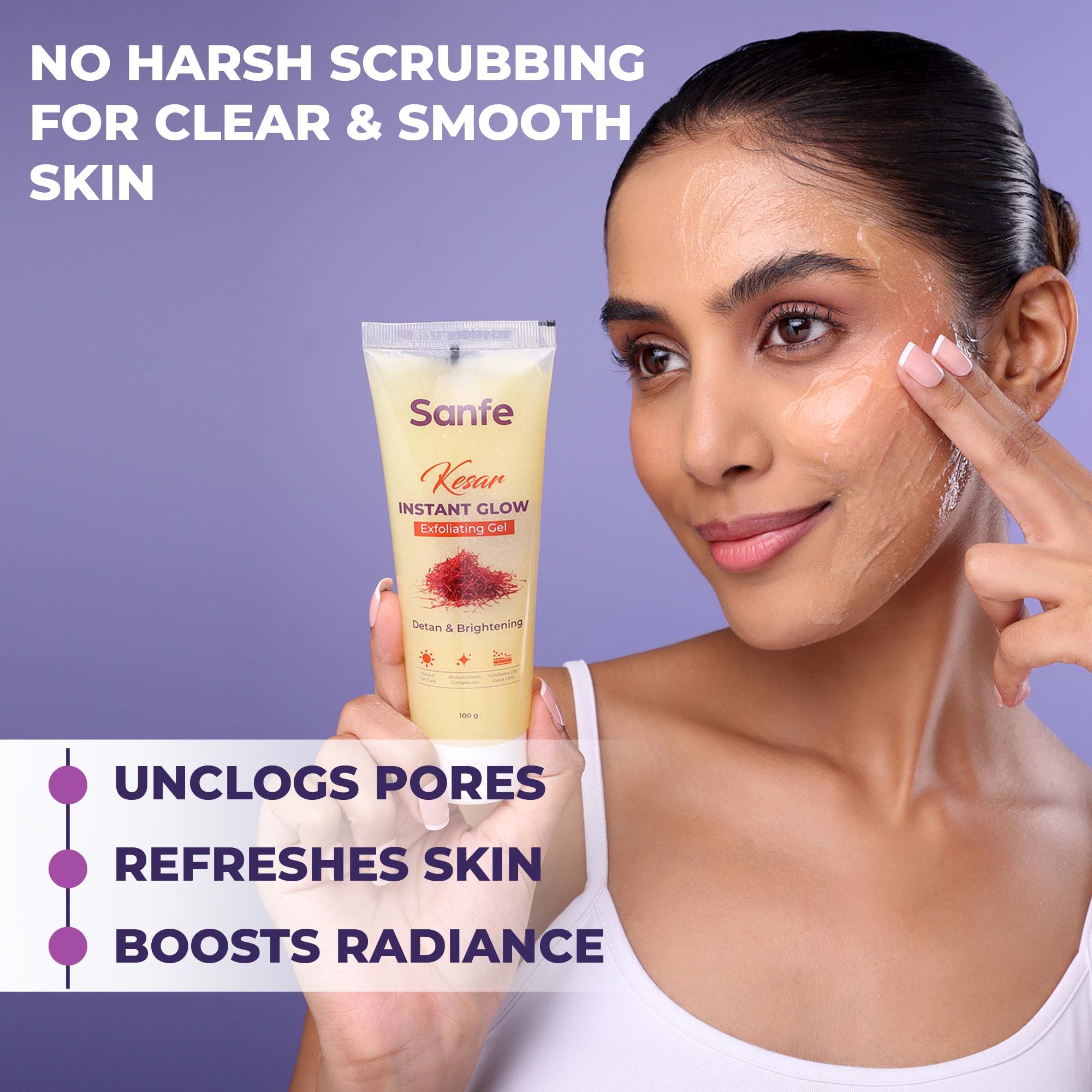 Sanfe Kesar Instant Glow Exfoliating Gel - 200gm (Pack of 2) - Image 5