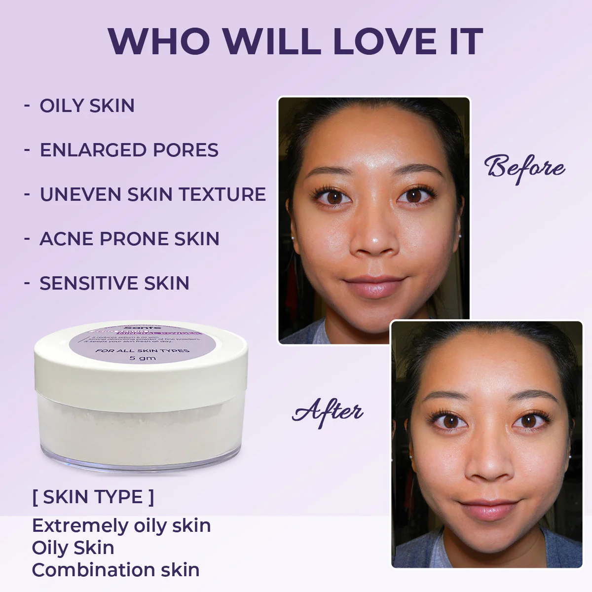 Sanfe No Sebum Mineral Powder For all skin types, 10gm - Image 5