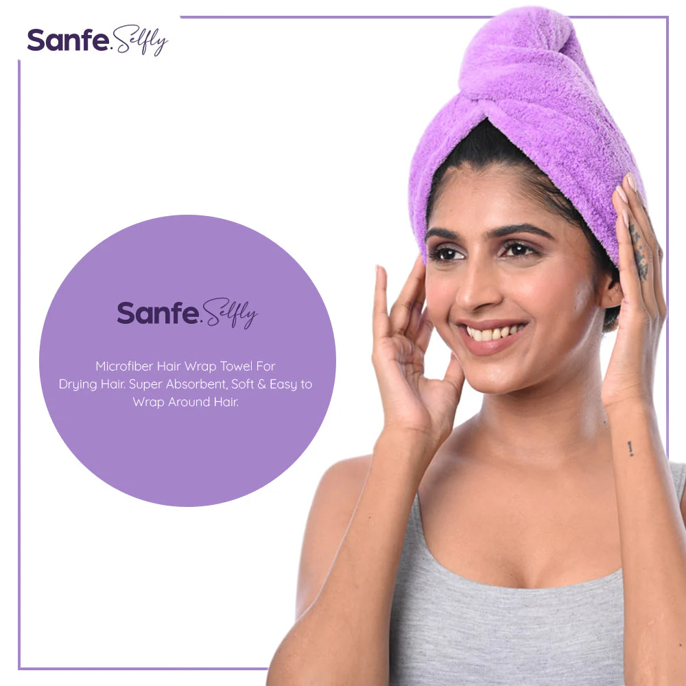Sanfe Selfly Microfiber Hair Wrap Towel For Lockin In Moisture for Healthier, Shinnier & Smoother Hair - Image 7