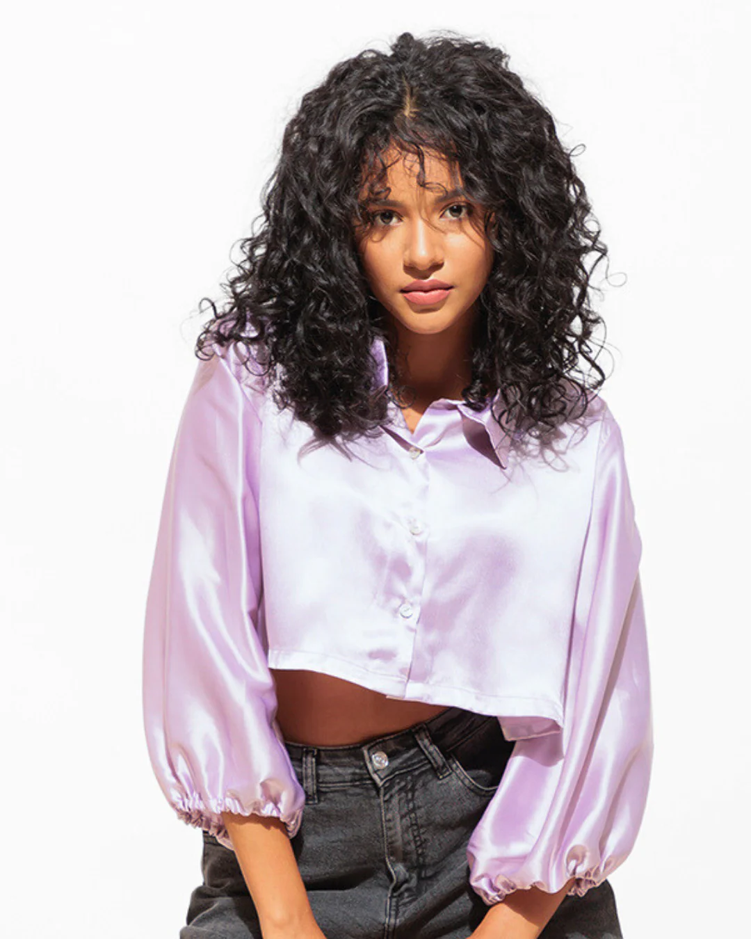 Satin Cropped Shirt for Women – Luxe & Trendy - Image 15