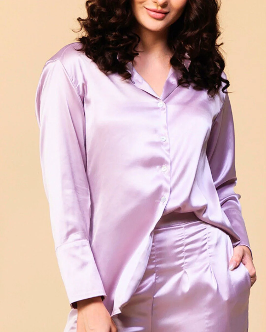 Satin Shirt with Straight Pants 2 Piece Coord Set - Image 22