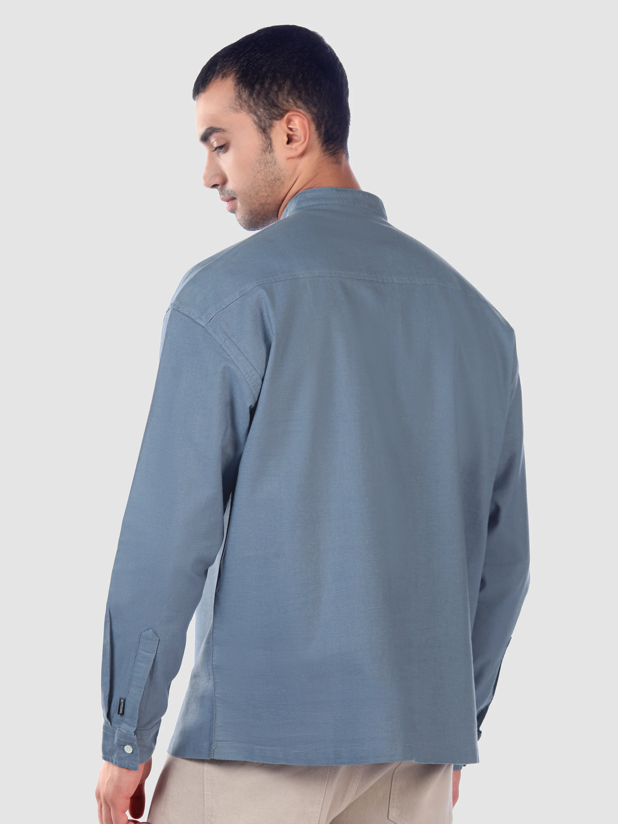 Savoy Blue Oxford Kurta Shirt - Image 3