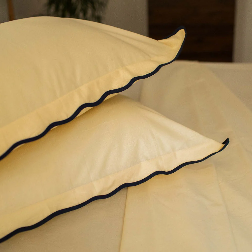 Scallop Piping 100% Cotton Pillow Cover | Set Of 2 - Image 3