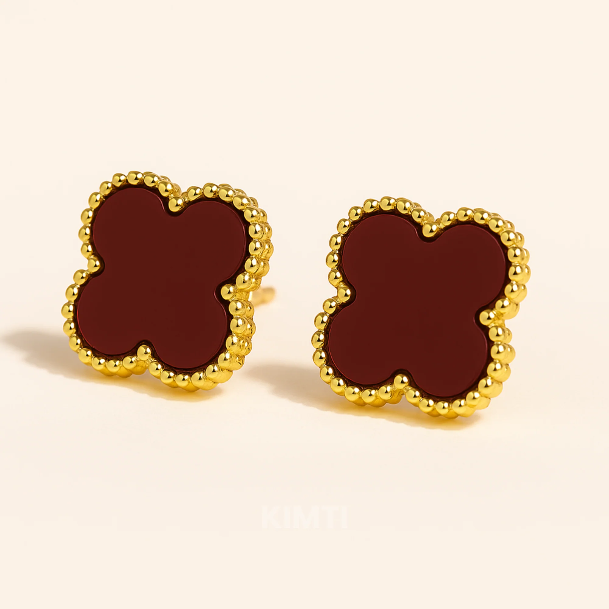 Scarlet Clover Anti Tarnish Stud Earrings - Image 3