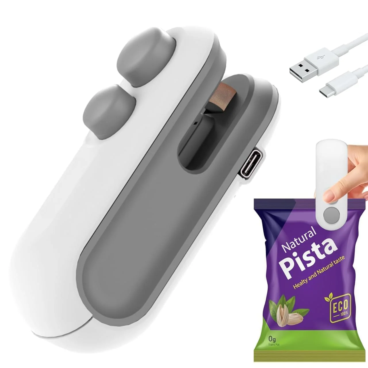 Sealy: 2-in-1  Mini Bag Sealer & Cutter, USB-C Rechargeable Portable Handheld Food Storage Sealing Machine for Snacks, Chips & Plastic Packets - Image 12