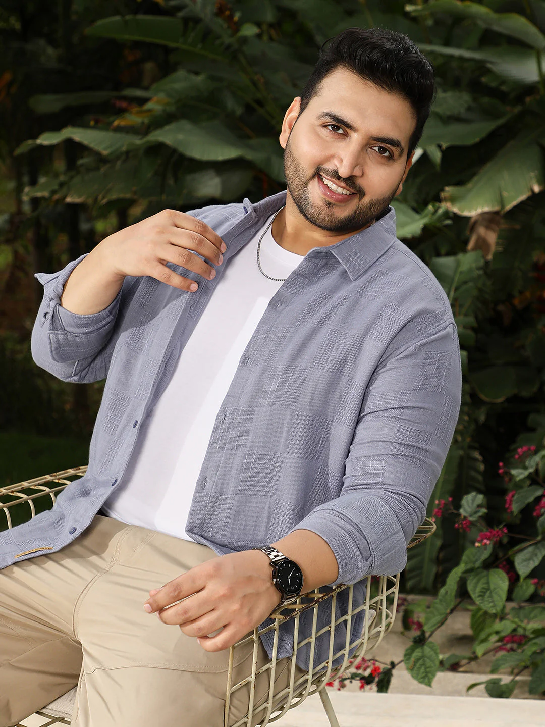 Self-Jacquard Check Shirt - Image 15