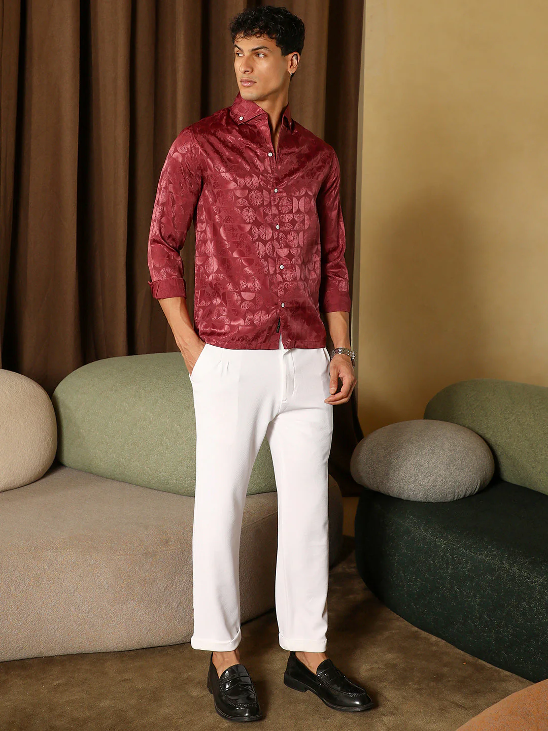 Semicurve-Jacquard Satin Shirt - Image 5
