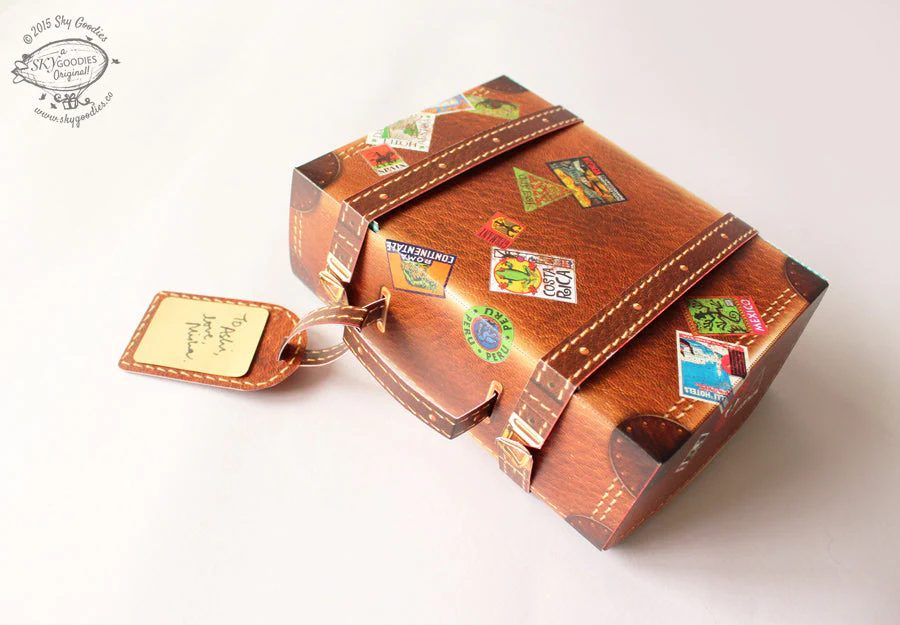 Set of 10 Brown Travel Suitcase Gift Boxes - Image 2
