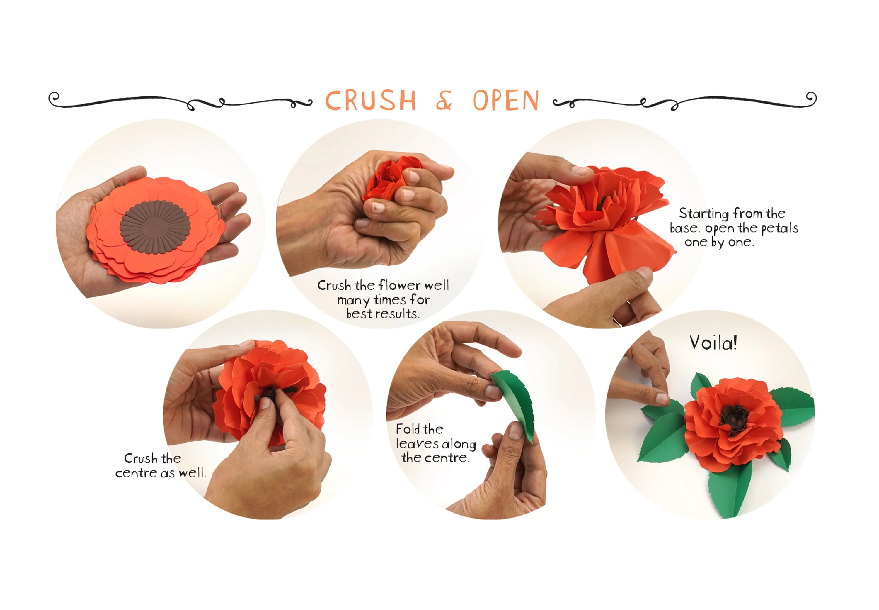 Set of 10 Matte Red 'Crush & Use' Paper Wild Roses - Image 2