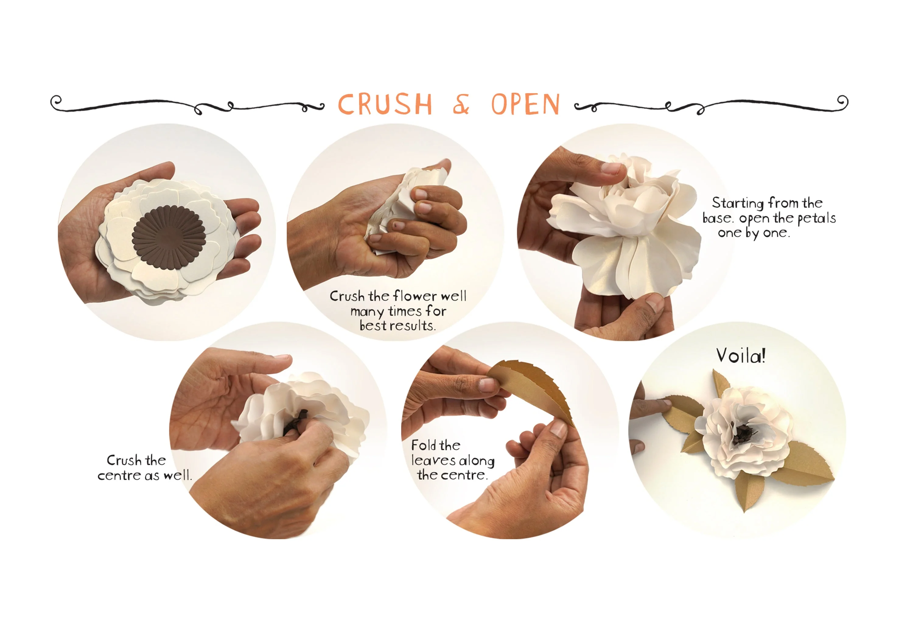 Set of 10 Pearl White 'Crush & Use' Paper Wild Roses - Image 2