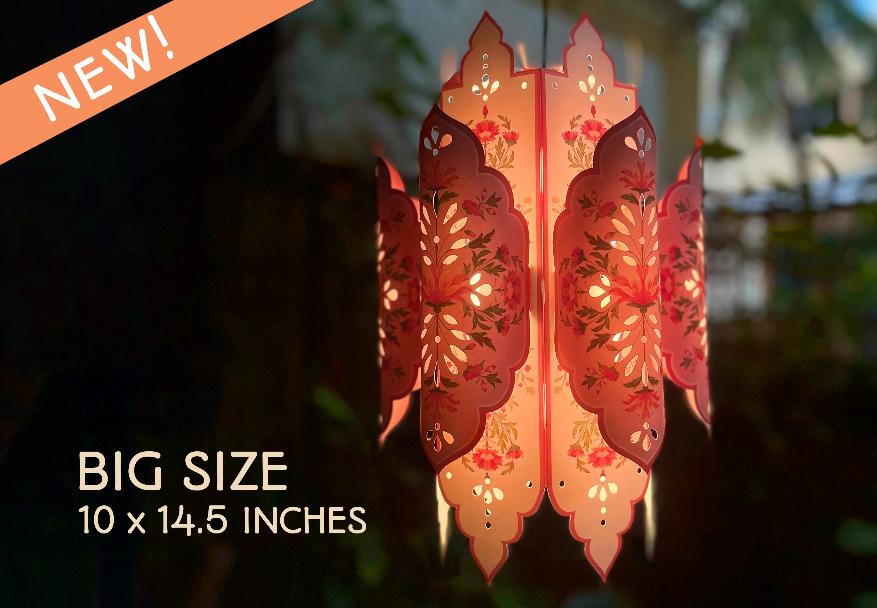 Set of 2: Big Elegant Kandil DIY Paper Lamp Shades PINK and BLUE - Image 3