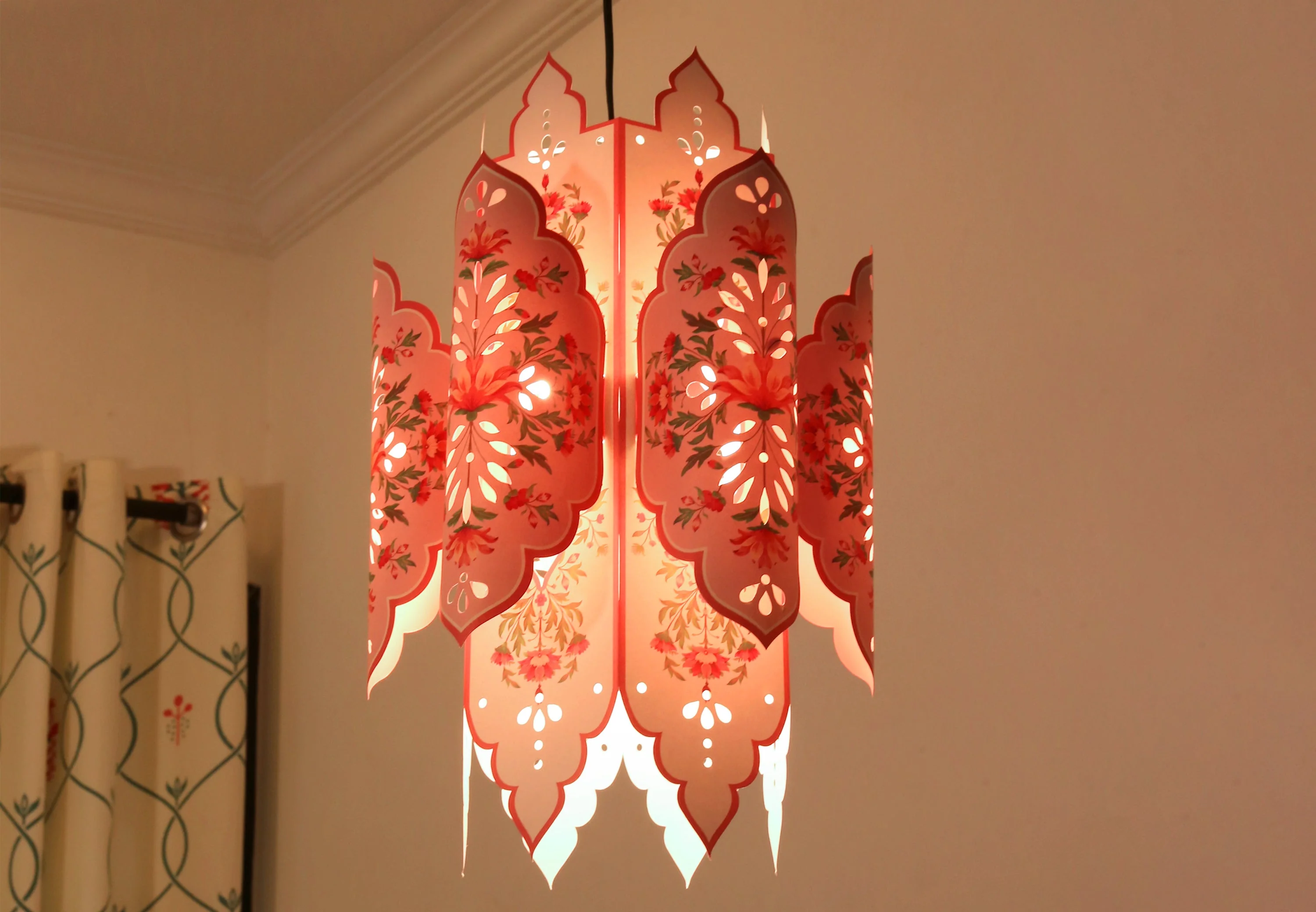 Set of 2: Big Elegant Kandil DIY Paper Lamp Shades PINK and BLUE - Image 6