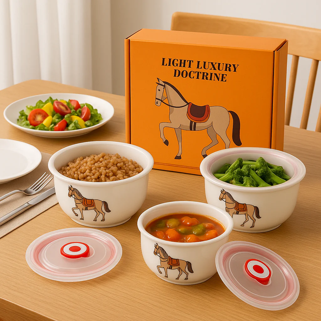 set of 3 Ceramic  serving Bowl Set with Air tight Lids - Image 2