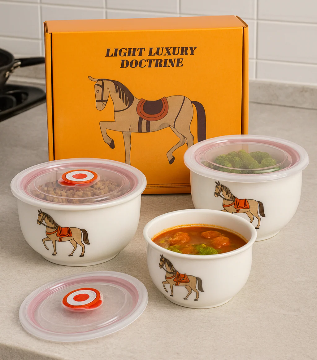 set of 3 Ceramic  serving Bowl Set with Air tight Lids - Image 4