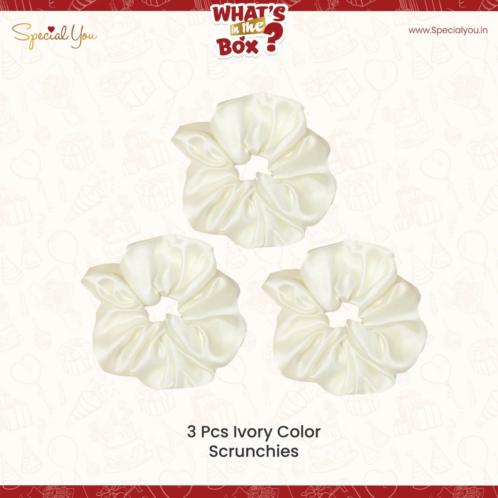 Set of 3 Ivory Hair Scrunchies - Image 3