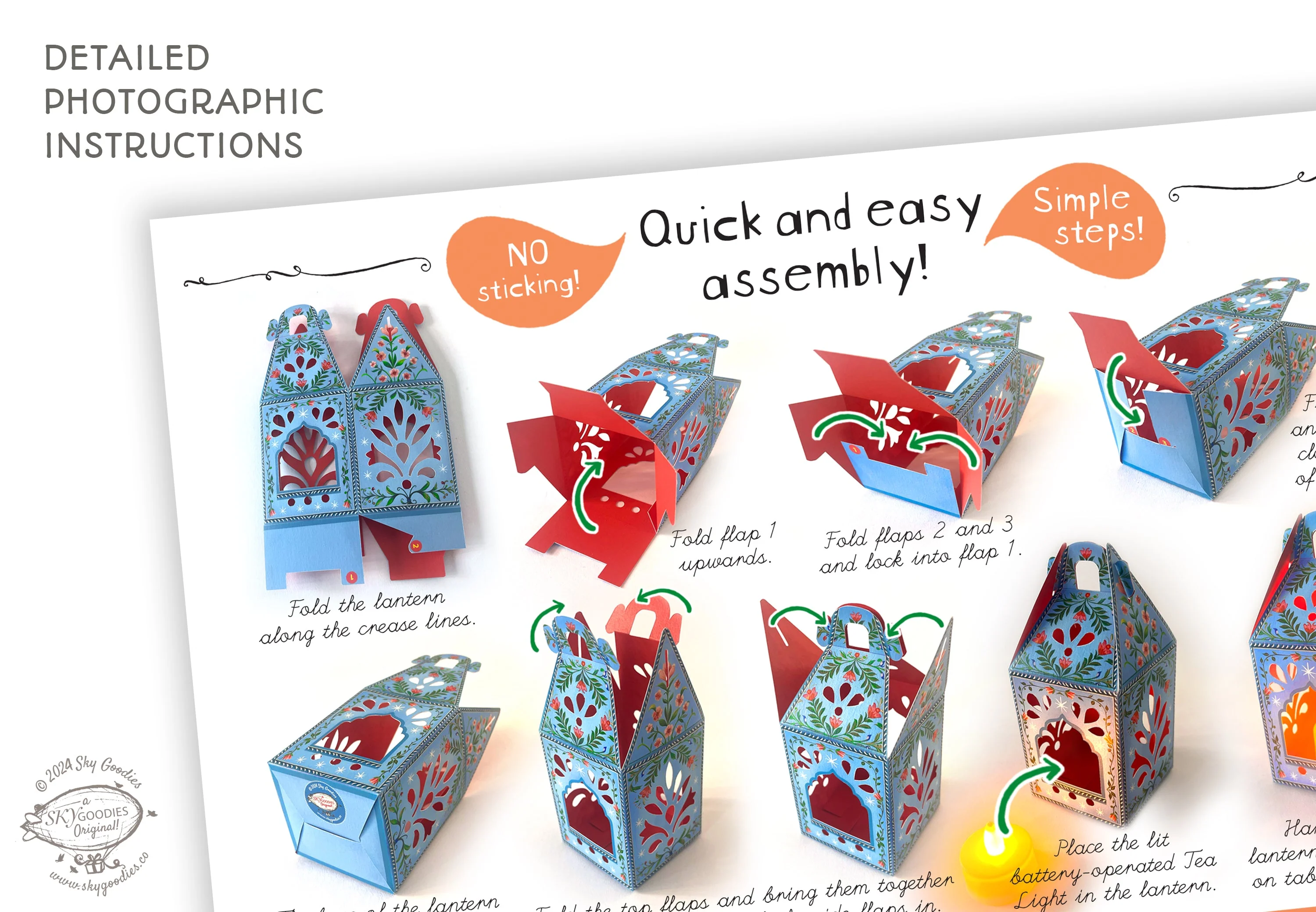 Set of 6 Lantern Tea Light Holders with Electric Tea Lights - Image 6