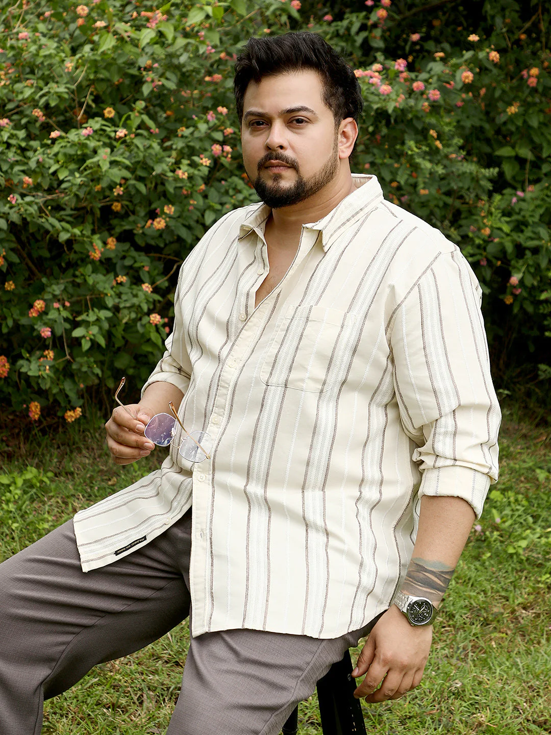 Shadow-Stripe Jacquard Shirt - Image 22