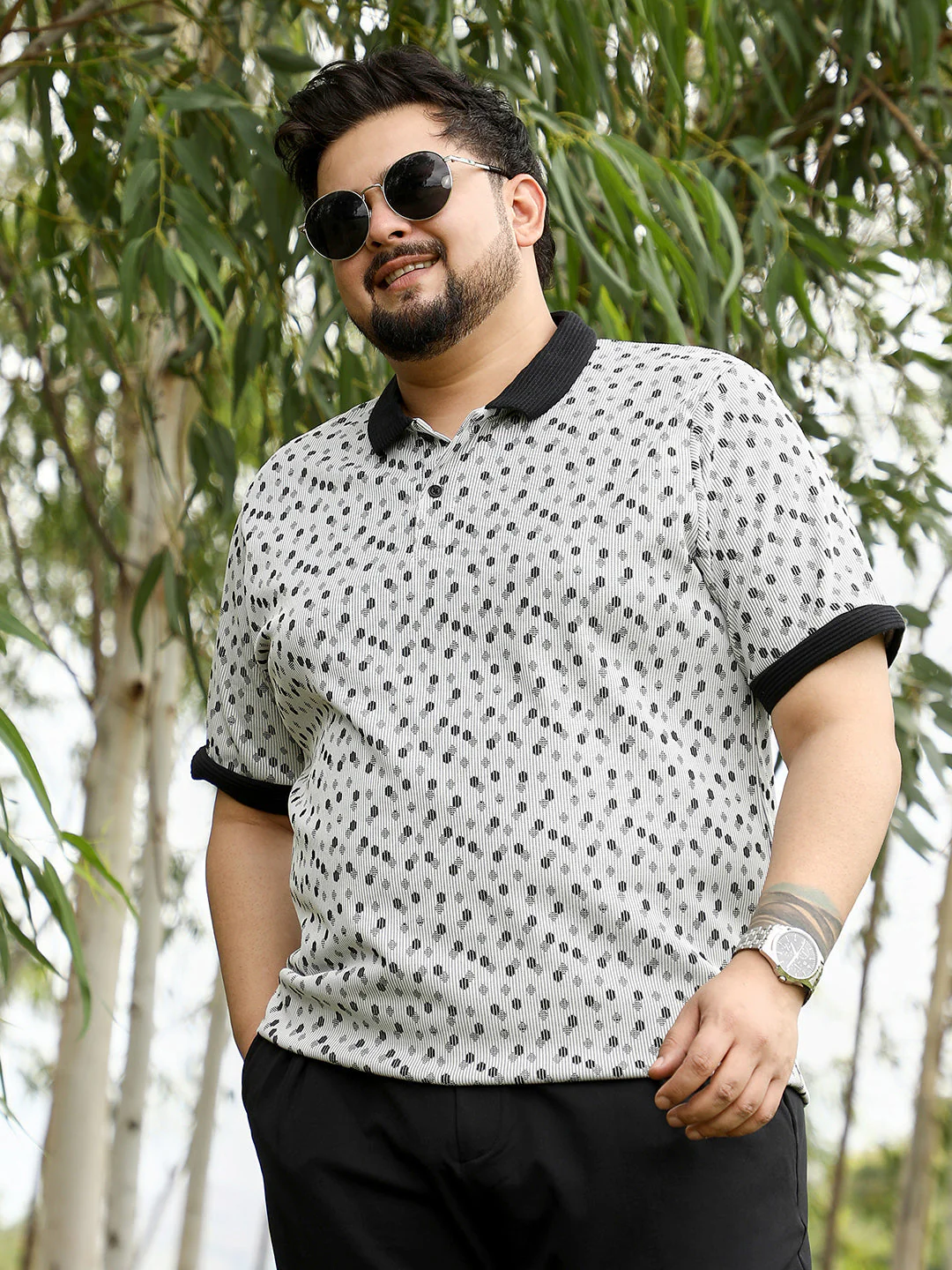 Shadowed-Polka Polo T-Shirt - Image 16